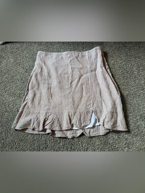 Abercrombie & Fitch Pink-Beige Striped Ruffle Hem Mini Skirt sz Small